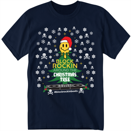 Navy - Block Rockin' Around the Christmas Tree T-Shirt