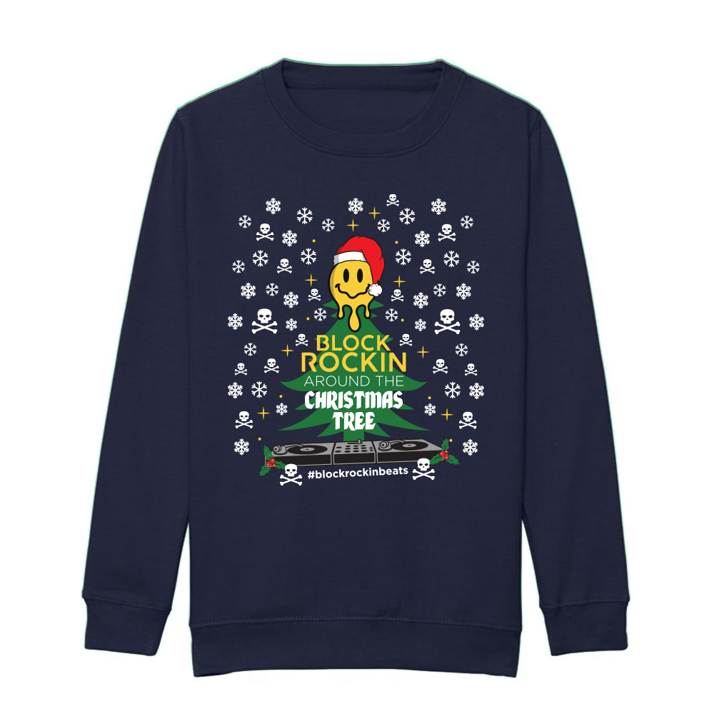 Kid's Navy - Block Rockin' Around the Christmas Tree Jumper