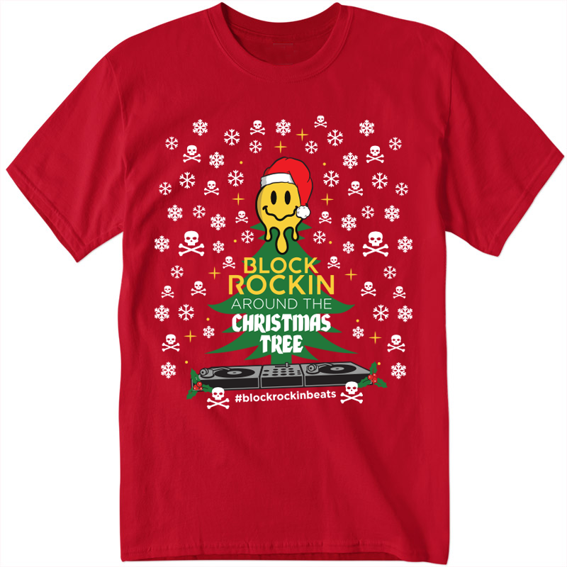 Red - Block Rockin' Around the Christmas Tree T-Shirt