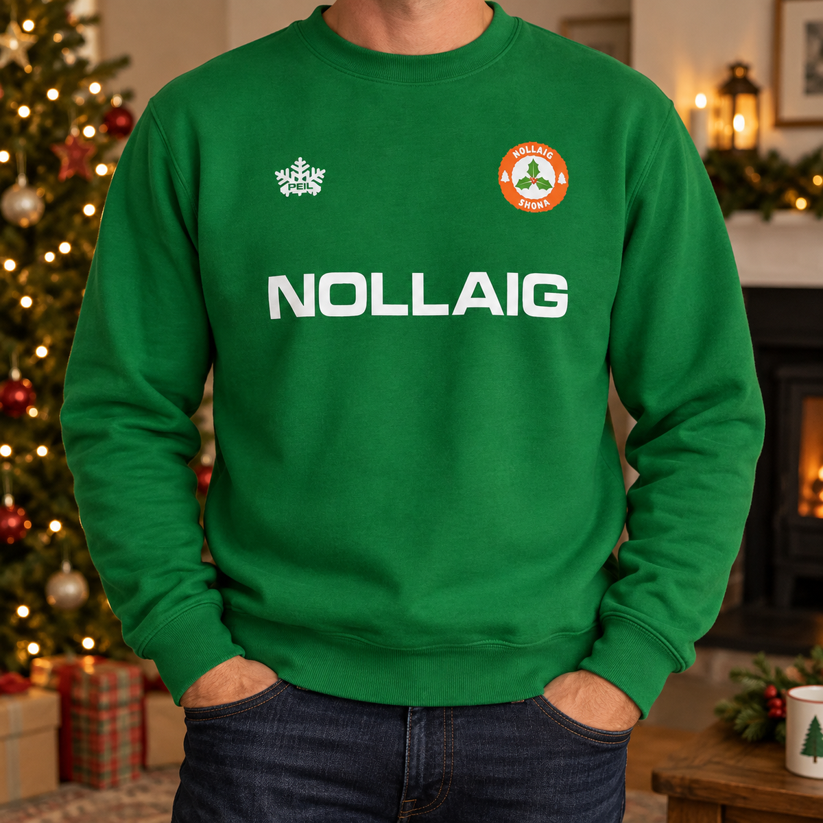 Ireland Nollaig Christmas Jumper Green