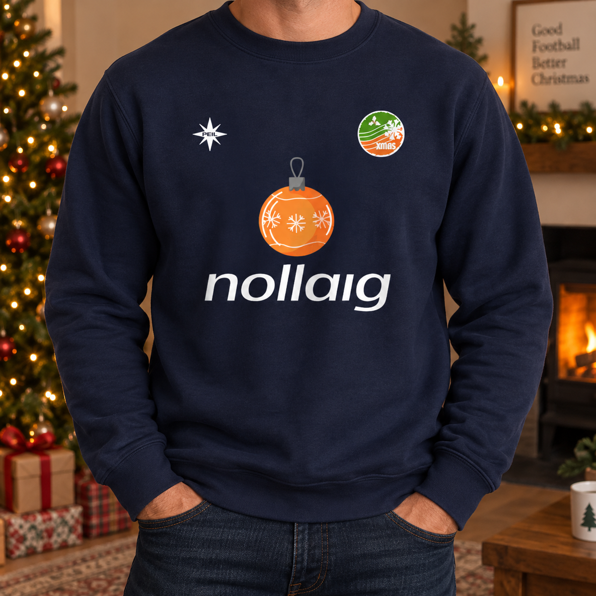 Ireland Nollaig Football Christmas Jumper Navy